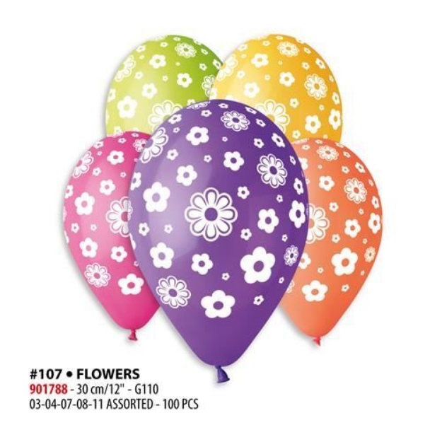 Obrázok z Latexový balónik s potlačou Kvety 
