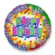 Obrázek Foliový balonek Happy Birthday serpentiny 45cm - Nebalený