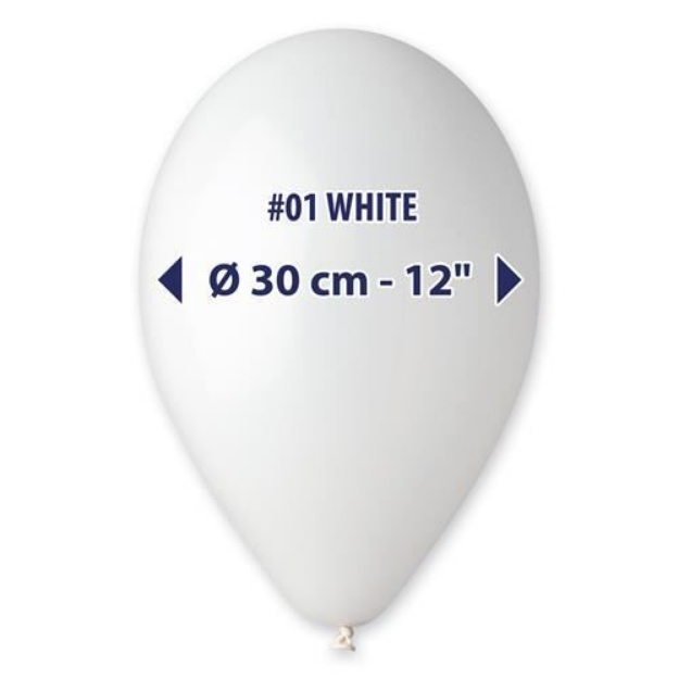 Obrázok z Balóniky Gemar biele 30 cm - 100 ks