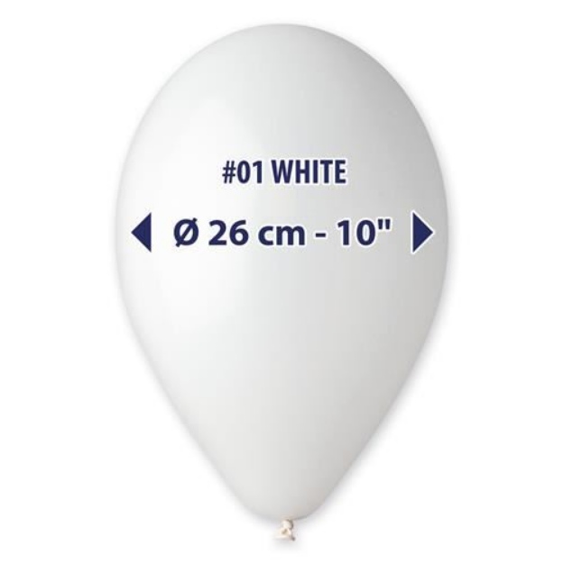 Obrázok z Balóniky 26 cm - biele 100 ks