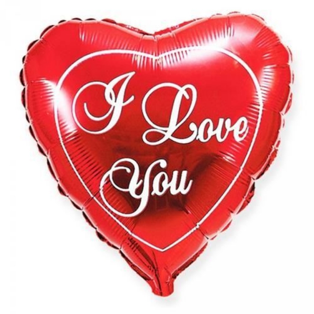 Picture of Red heart foil balloon with white I Love You lettering – 45 cm