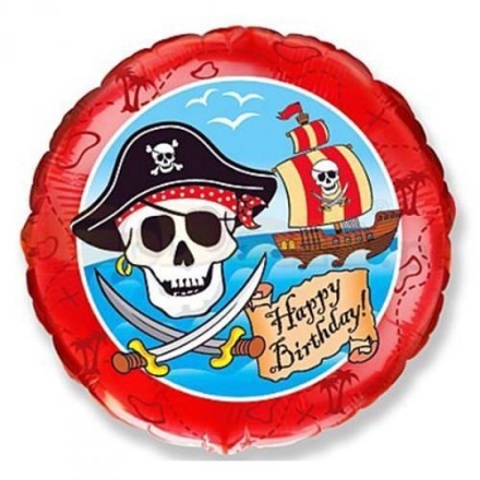 Picture of Foil balloon Pirate Happy Birthday 45 cm - Unwrapped