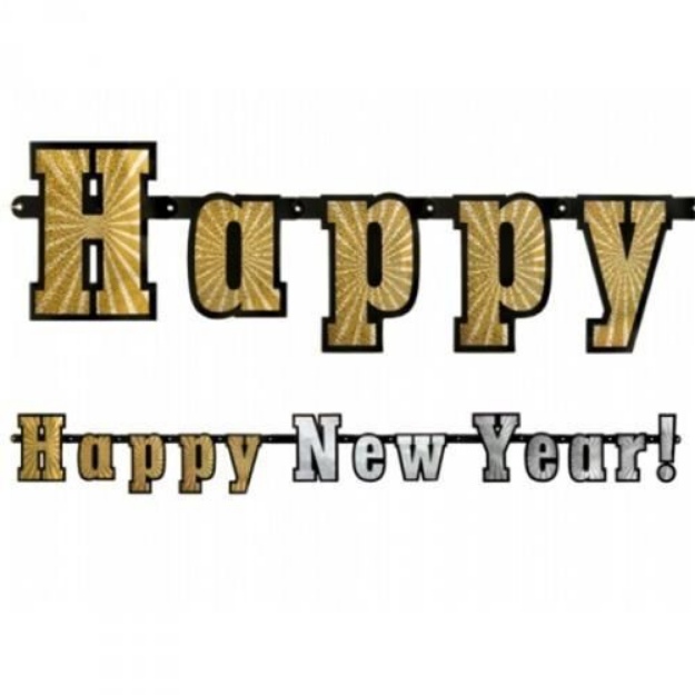 Obrázek z Party nápis silvestrovský holografický Happy New Year 142 cm 