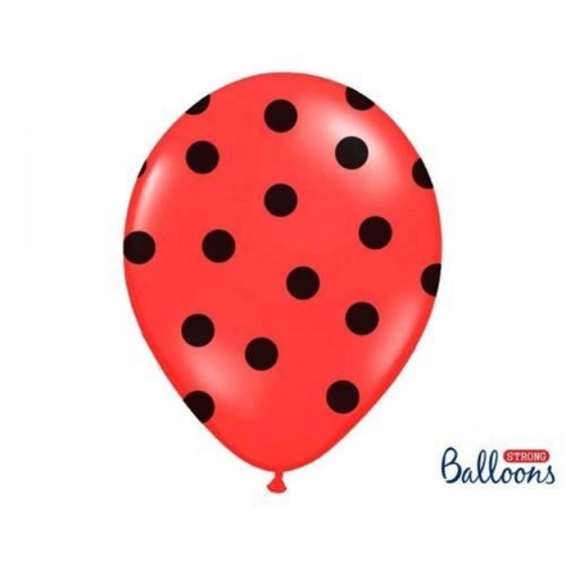 Obrázek z Latexový balonek červený s černými puntíky 36 cm 