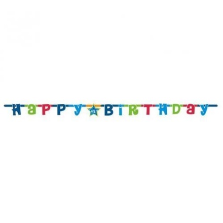 Picture of Party banner Happy Birthday - boy 180 cm