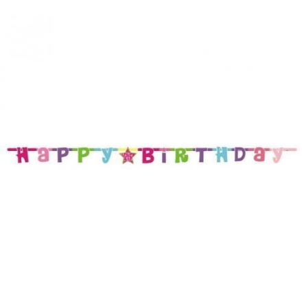Picture of Party banner Happy Birthday - girl 180 cm