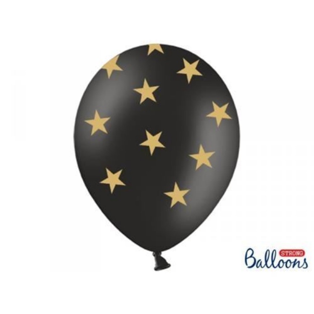 Obrázek z Latexový balonek latexový s potiskem hvězdy - černý 