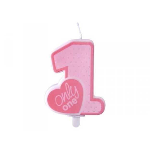 Picture of Cake candle number 1 pink – Only One