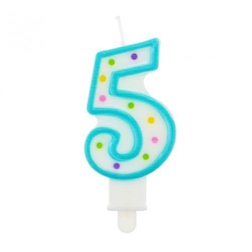 Dortová svíčka číslo 5 s puntíky 7, 5 cm