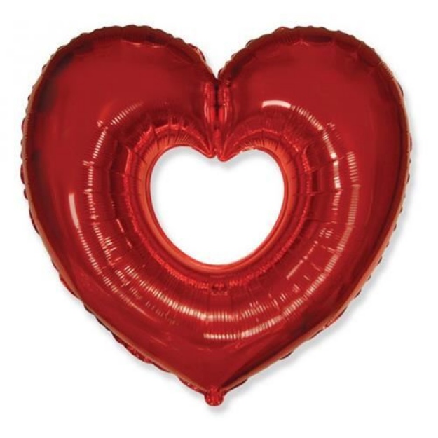 Obrázek z Foliový balonek srdce červené s otvorem 60 cm - Nebalený 