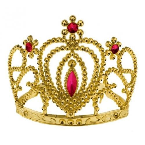 Korunka pro princezny s červenými kameny – zlatá