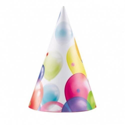 Levně Party papírové čepičky s balonky 8 ks