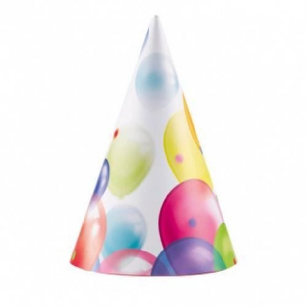 Obrázek z Party papírové čepičky s balonky 8 ks 