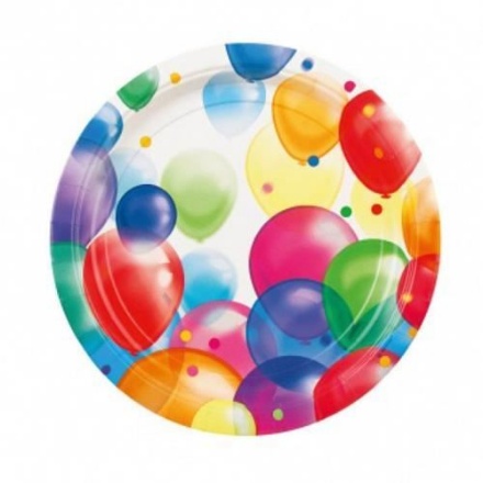 Obrázek EKO Papírové talíře s balonky 23 cm - 8 ks