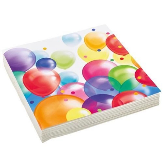 Obrázek z Papírové party ubrousky s balonky 20 ks 