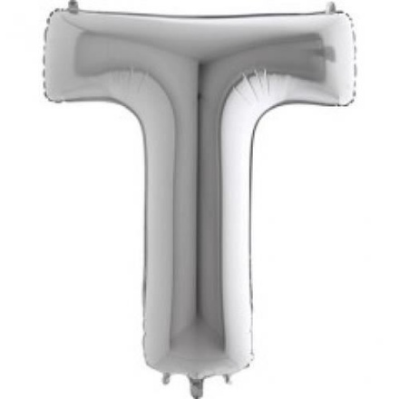 Obrázok z Fóliové písmeno T strieborné – 102 cm