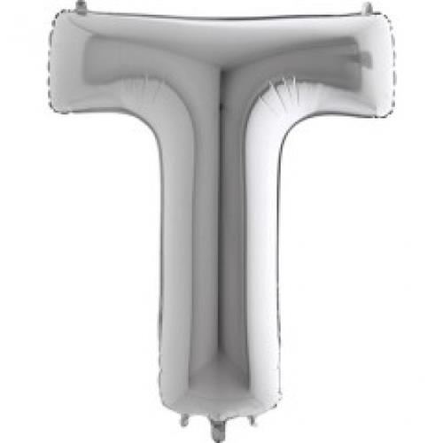Fóliové písmeno T strieborné 102 cm