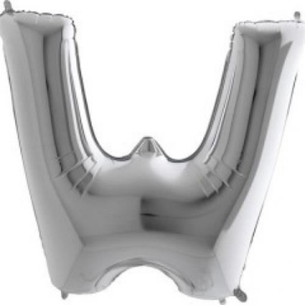 Obrázek Fóliové písmeno W stříbrné – 102 cm