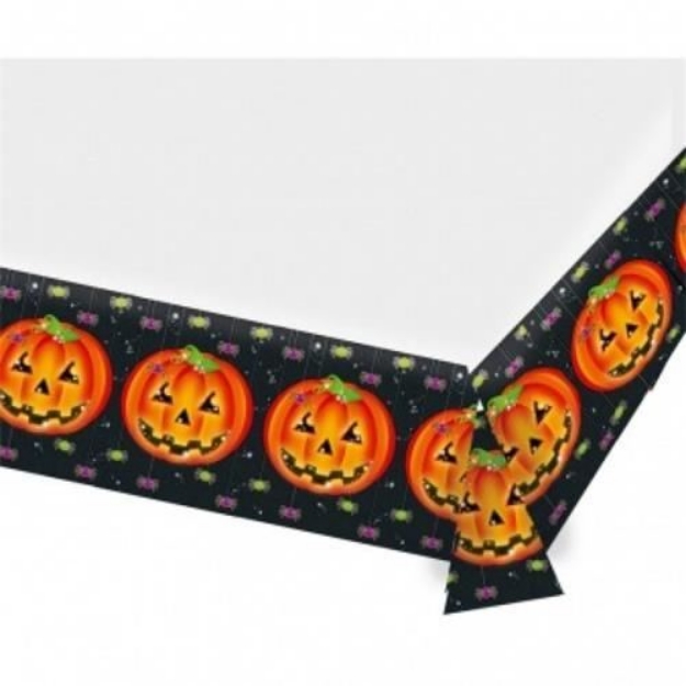 Picture of Plastic Halloween party tablecloth with pumpkins – 137 × 260 cm