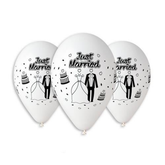 Obrázek z Latexový balonek svatební - Just Married 30 cm 