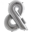 Obrázok z Fóliový balónik symbol & strieborný – 102 cm
