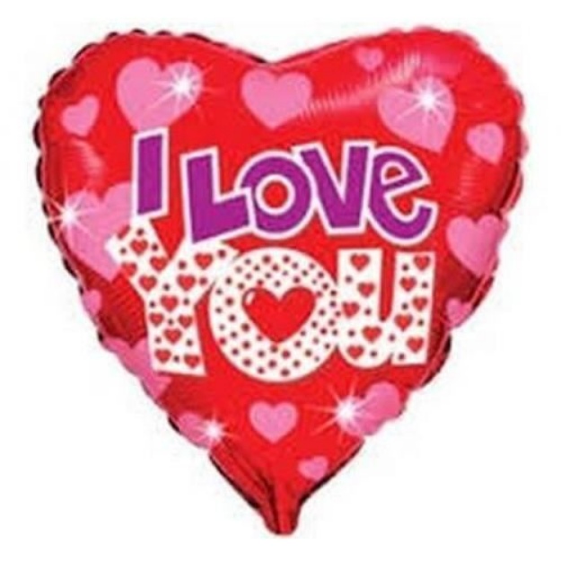 Obrázek z Foliový balonek srdce - růžová srdíčka - I Love You 45 cm, nebalené 