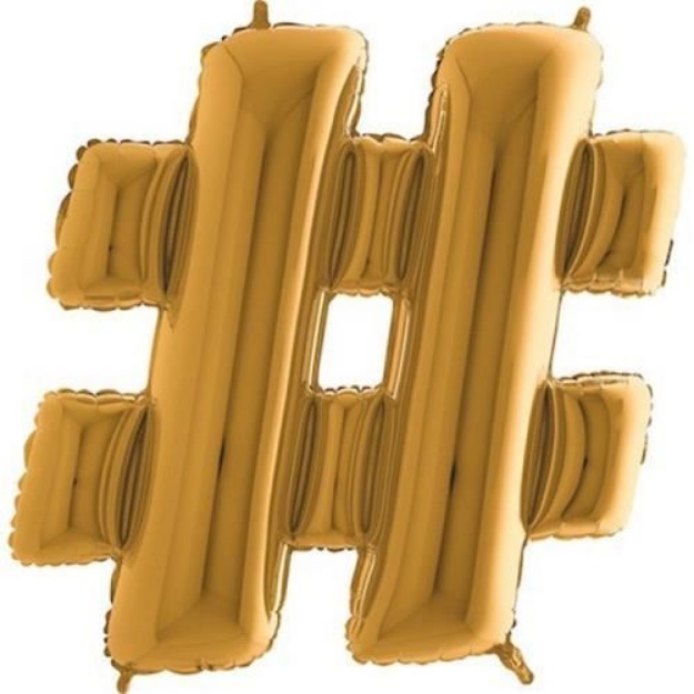 Obrázek z Foliový symbol Hashtag zlatý 102 cm 