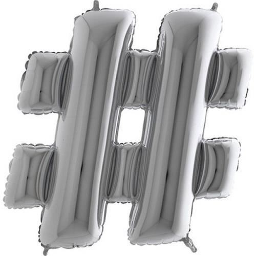 Fóliový symbol hashtag strieborný 102 cm