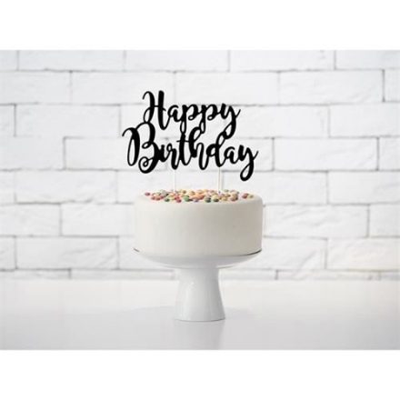 Obrázek Dekorace na dort nápis Happy Birthday 22 cm - Černý