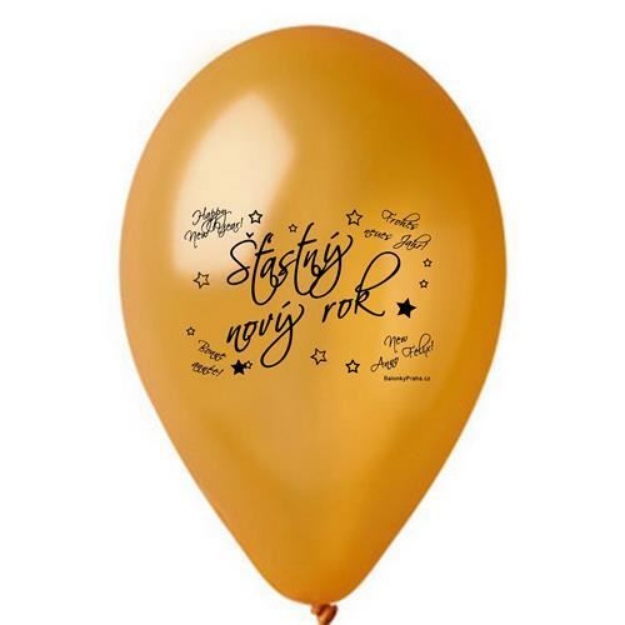 Obrázok z Latexový balónik Šťastný Nový rok metalický zlatý 