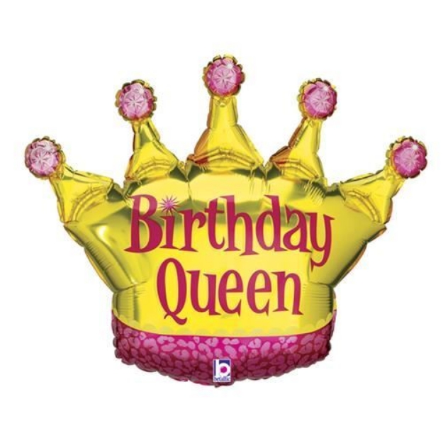 Obrázok z Foliový balónik koruna Birthday Queen, 91 cm