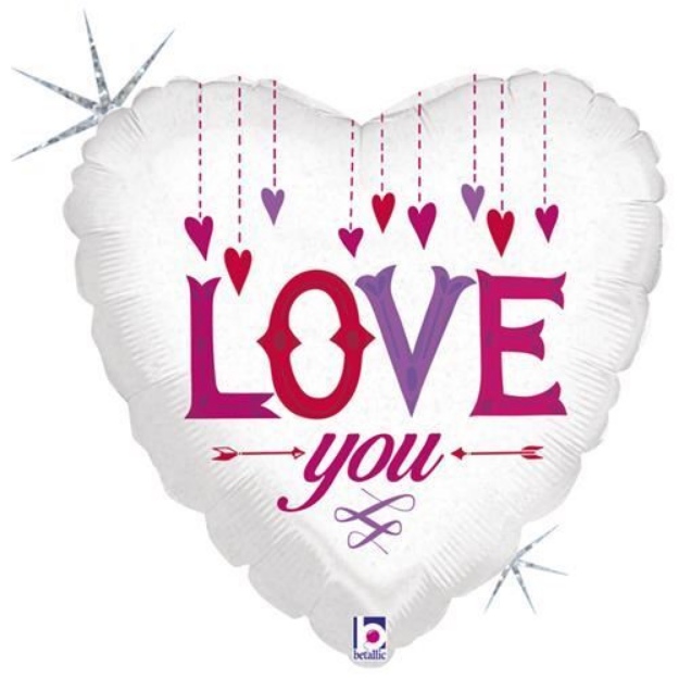 Obrázek z Foliový balonek srdce - šípy - I love you 45 cm 