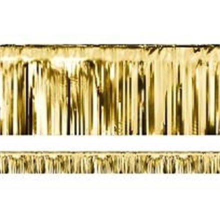 Lesklý zlatý party závěs z fólie o rozměrech 18,5 × 400 cm