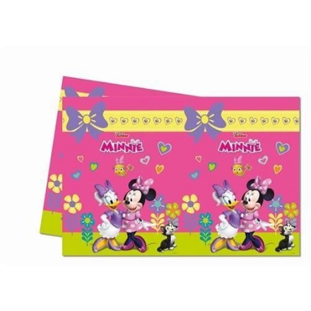 Plastový party ubrus s motivem Minnie Happy Helpers v růžové barvě 120 × 180 cm