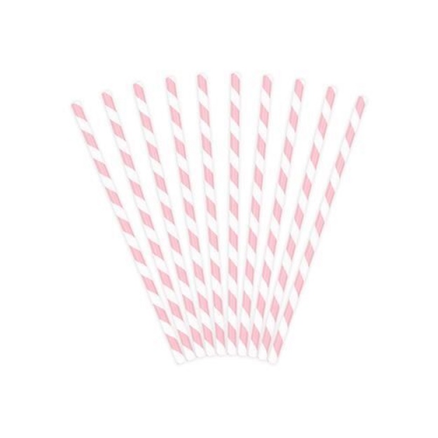 Obrázok z Papierové slamky sv. ružovo-biela - 10 ks