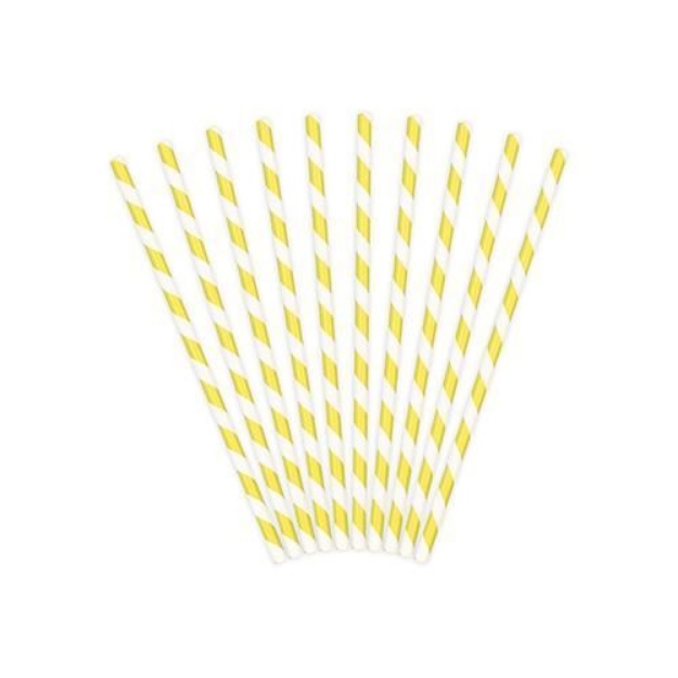 Obrázok z Papierové slamky žlto-biela - 10 ks
