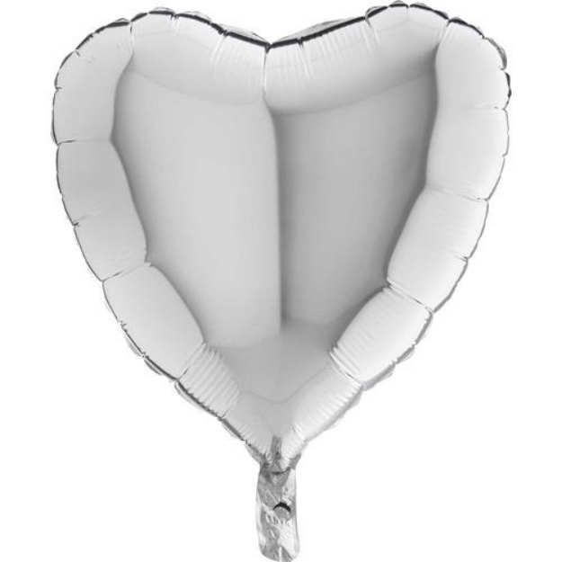 Obrázek z Foliový balonek srdce stříbrné 45 cm - Nebalený 