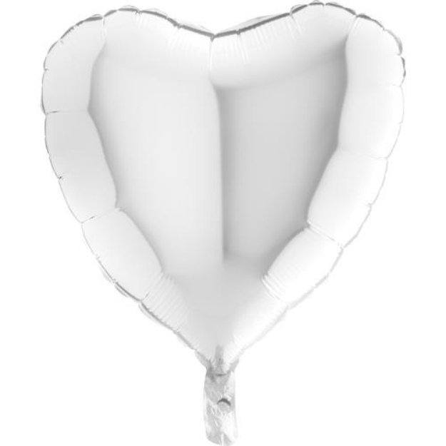 Obrázok z Fóliový balónik srdce biele 45 cm - nebalené 