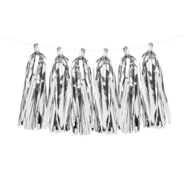 Obrázek z Girlanda střapce stříbrné - 150 cm 