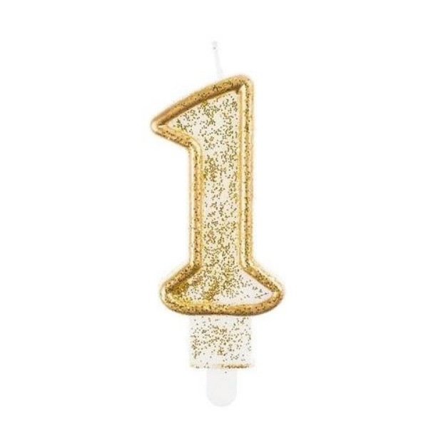 Obrázek z Svíčka narozeninová číslice 1 zlatá 7,5 cm  