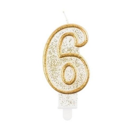 Picture of Svíčka narozeninová číslice 6 zlatá 7,5 cm