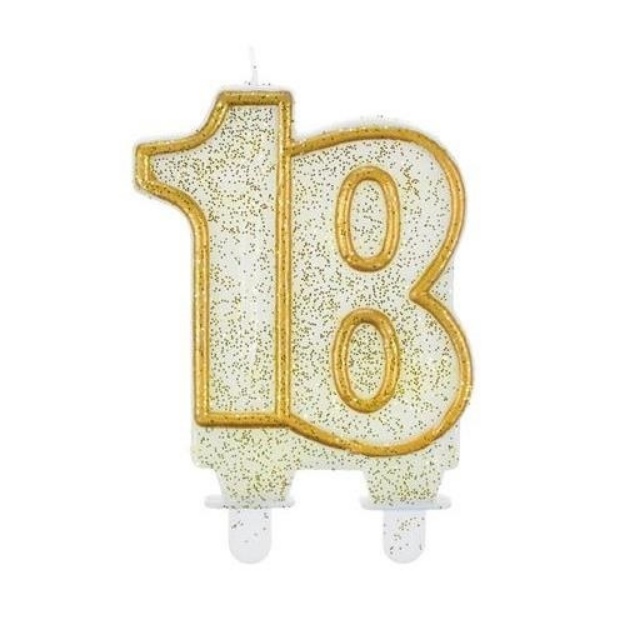 Obrázok z Sviečka narodeninová číslica 18 zlatá