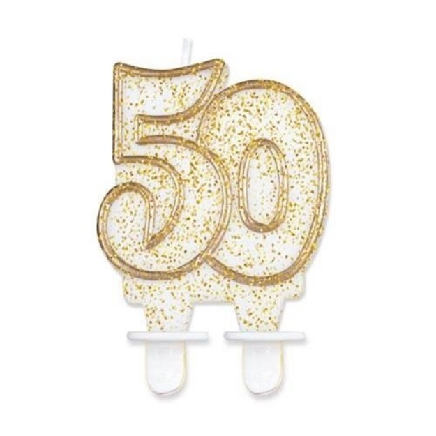 Obrázok z Sviečka narodeninová číslica 50 zlatá