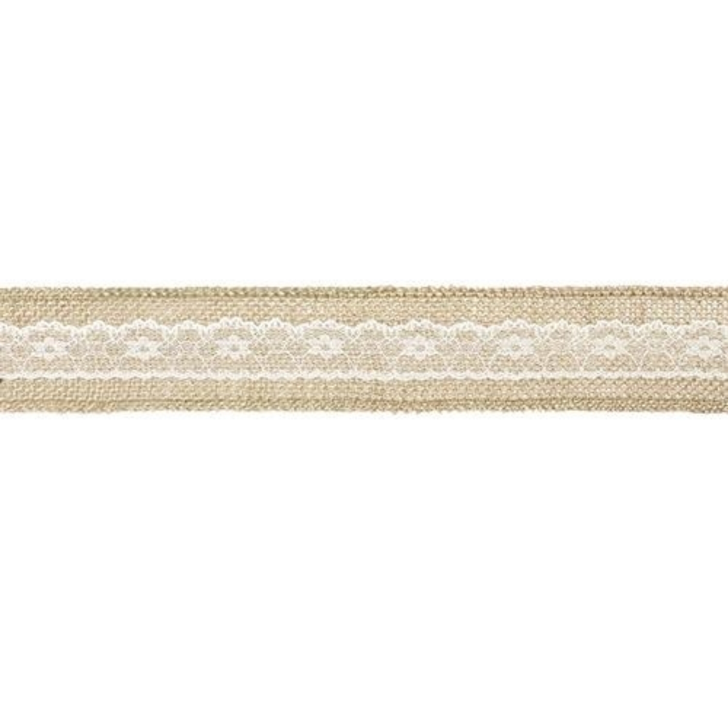 Jutová stuha s krajkou 5 x 500 cm