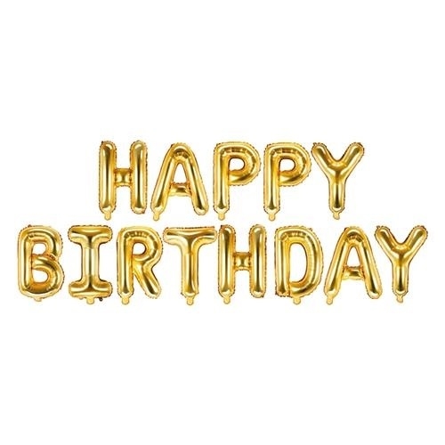 Levně Foliový nápis HAPPY BIRTHDAY ve zlaté barvě 340 x 35 cm