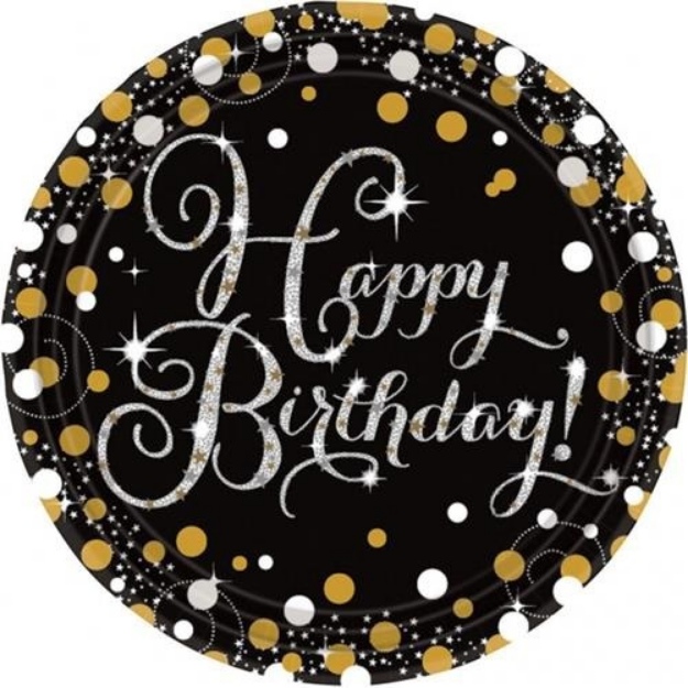 Obrázek z EKO Papírové talíře Luxus Gold Happy Birthday 23 cm - 8 ks 