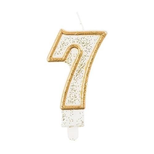 Levně Svíčka narozeninová číslice 7 zlatá 7, 5 cm