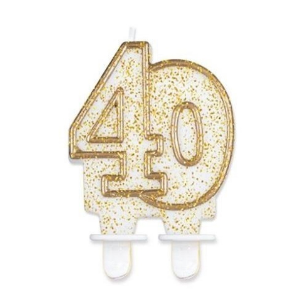 Obrázok z Sviečka narodeninová číslica 40 zlatá