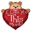 Fóliový balonek ve tvaru medvídka se srdcem s nápisem I Love You This Much, velikost 95 cm