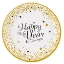 Sada papírových talířů Happy New Year s motivem konfet a hvězd, průměr 23 cm, 8 ks